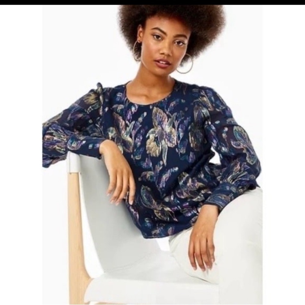 NWT lilly pulitzer lambert silk top in true navy
